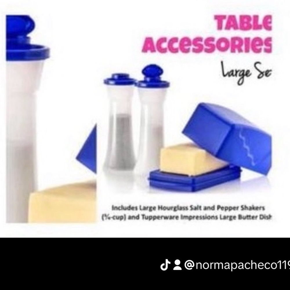 Tupperware Blue and White Table Accessories Set